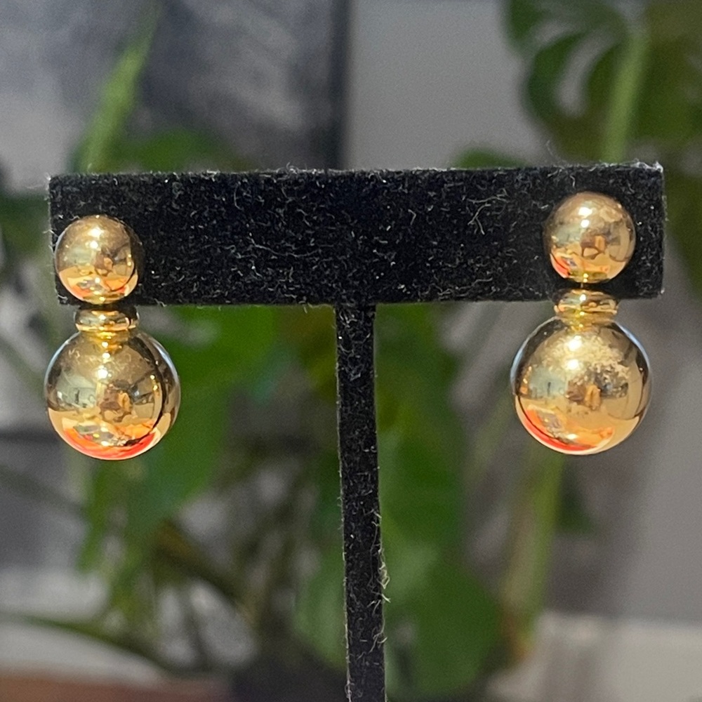 Dior Gold Double Ball Earrings